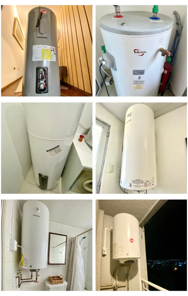 Termo eléctrico correctamente instalado en muro, mostrando una instalación ordenada y segura conforme a normativa SEC